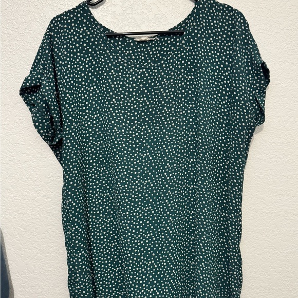 Pleione Tops - Pleione Teal Blouse with White Dots